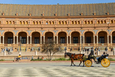 Seville, Spain - 1 January 2021: Espana square at Seville on Andalusia in Spain