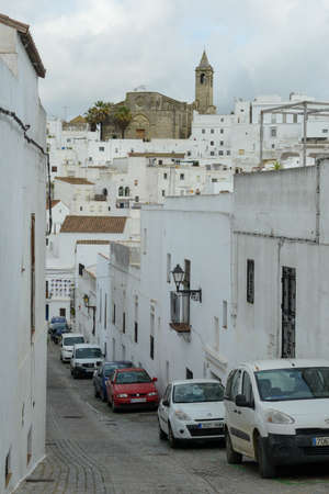 Vejer de la Frontera, Spain - 29 December 2021: view at the town of Vejer de la Frontera on Spainのeditorial素材
