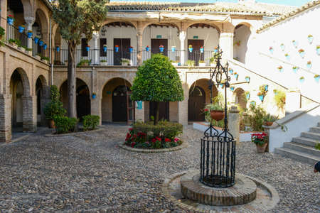 Courtyard of a house at Cordova on Andalusia in Spainのeditorial素材