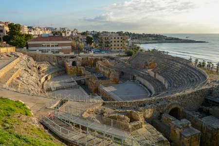 The roman amphitheater of Tarragona in Spainの写真素材