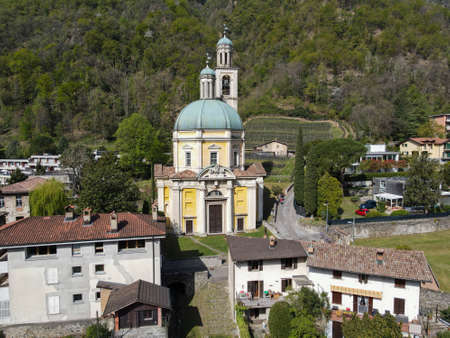 Drone view at Riva san Vitale on the italian part of Switzerland