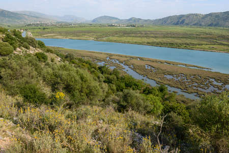 View at the Vivari channel at Butrinto on Albaniaの写真素材