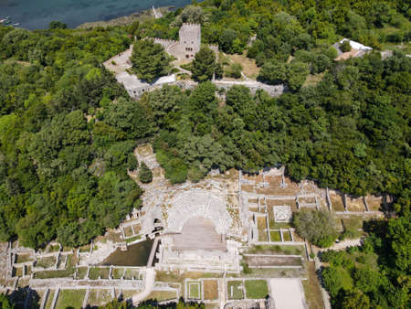 Drone view at the roman archaeological site of Butrinto on Albania