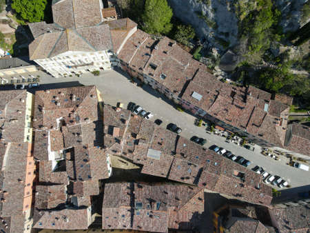 Drone view at the historical village of Brisighella on Italy