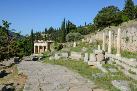 View at the archaeological site of Delfi on Greece