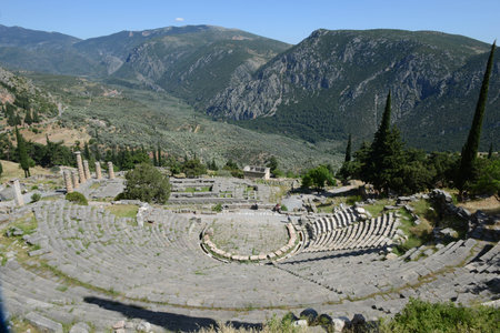 View at the archaeological site of Delfi on Greeceのeditorial素材