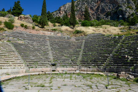View at the archaeological site of Delfi on Greece