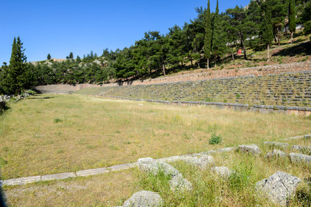 View at the archaeological site of Delfi on Greeceのeditorial素材