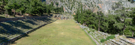 View at the archaeological site of Delfi on Greece