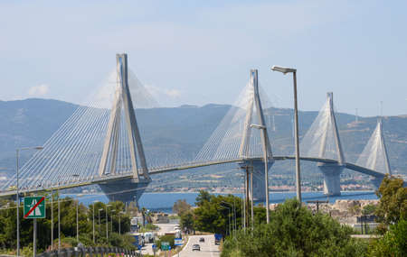 The suspended bridge of Rio near Patras on Greeceの写真素材