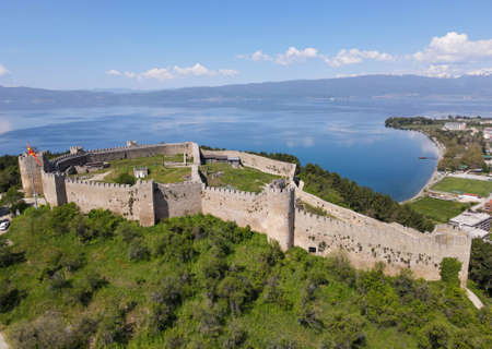 Drone view at Samuel's fortress of Ohrid on Macedonia