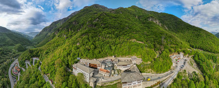 Drone view of St John the Baptist Bigorski monastery on Macedoniaのeditorial素材
