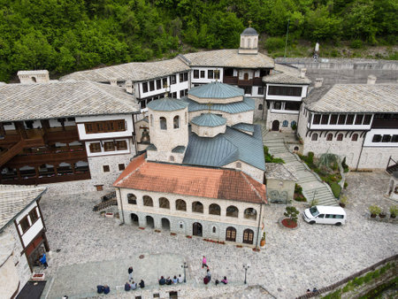Drone view of St John the Baptist Bigorski monastery on Macedoniaのeditorial素材