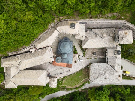 Drone view of St John the Baptist Bigorski monastery on Macedoniaのeditorial素材