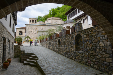 Velebrdo, Macedonia - 9 May 2022: people visiting
Bigorski monastery on Macedoniaのeditorial素材