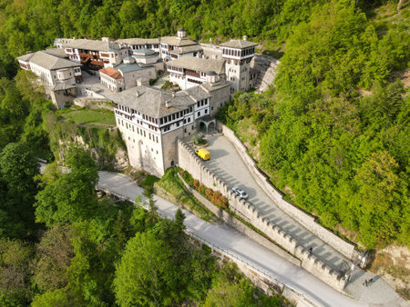 Drone view of St John the Baptist Bigorski monastery on Macedonia