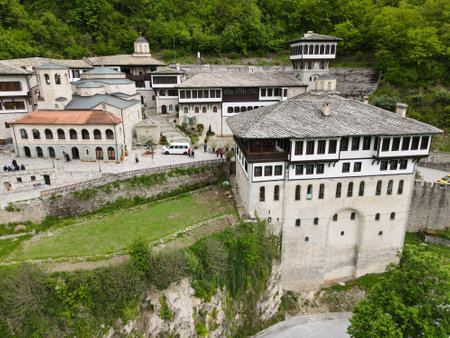Drone view of St John the Baptist Bigorski monastery on Macedoniaのeditorial素材
