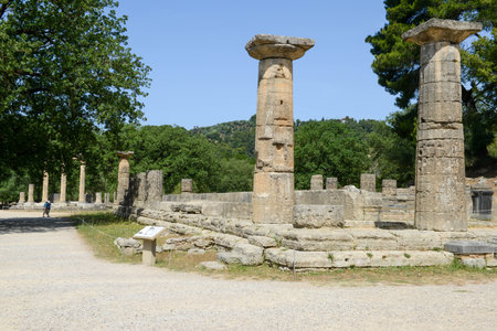 View at the archeological site of Ancient Olympia on Greeceのeditorial素材
