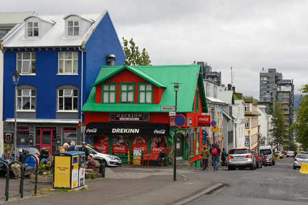 Reykjavik, Iceland - 10 July 2022: traditional house at Reykjavik on Icelandのeditorial素材