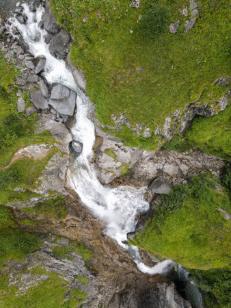 Stauber waterfall at Furenalp over Engelberg on the Swiss alps