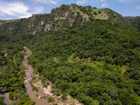 Drone view at Oribi gorge near Port Shepstone on South Africaの写真素材