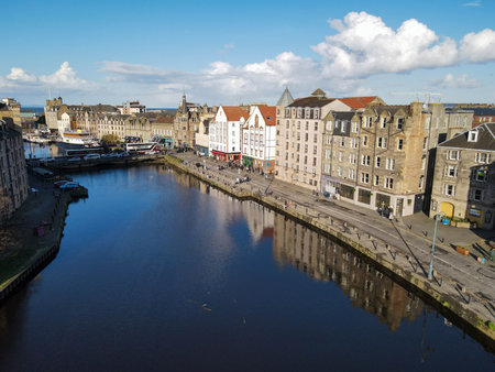 Drone view at Leith near Edinburgh on Scotland