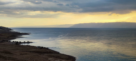 Landscape at the Dead sea on Jordanの写真素材