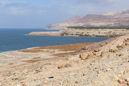 Landscape at the Dead sea on Jordanの写真素材