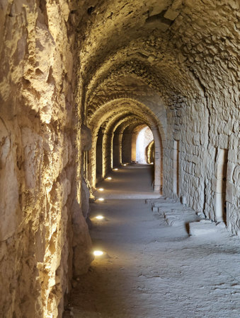 View at the interior of fort Karak on Jordanの写真素材
