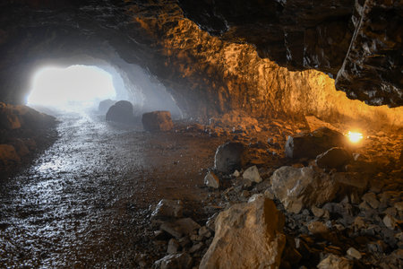 View at Wildkirchli cave at Ebenalp on the Swiss alps
