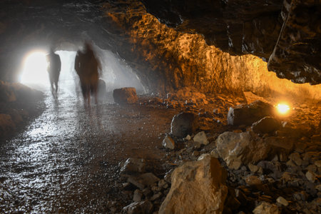 View at Wildkirchli cave at Ebenalp on the Swiss alps