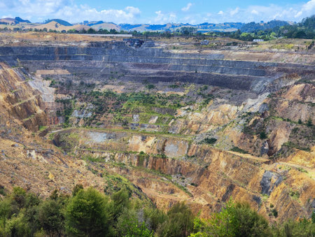 View at the gold quarry of Waihi on New Zealandの写真素材