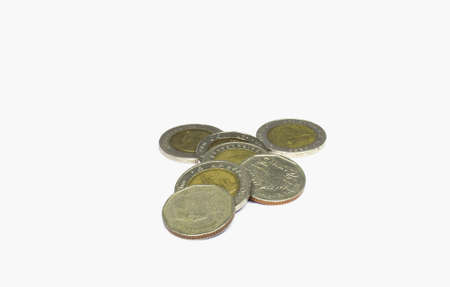 coin 5,10 baht on white background