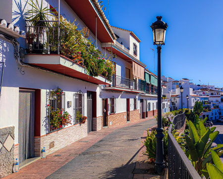 Sweet little street in Torrox Spain.の写真素材