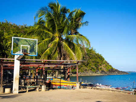 A basketball court at the sea on Guimaras Philippines.の写真素材