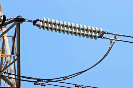 Electric high voltage power postの写真素材