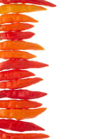 red chilli peppers isolated on whiteの写真素材