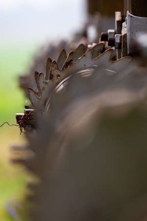 A close-up on the details of a small river dam. Photo taken in soft daylightの写真素材