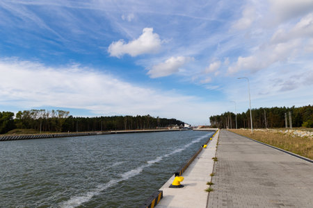 Krynica Morska, Poland, Pomeranian Voivodeship. October 1st 2023. View of the canal through the Vistula Spit from the Vistula Lagoon.のeditorial素材