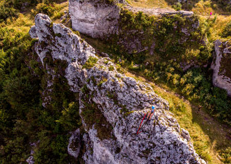 limestone rocks on the ZborÃ³w mountain, KrakÃ³w-CzÄstochowa Upland, Silesia, Polandの写真素材