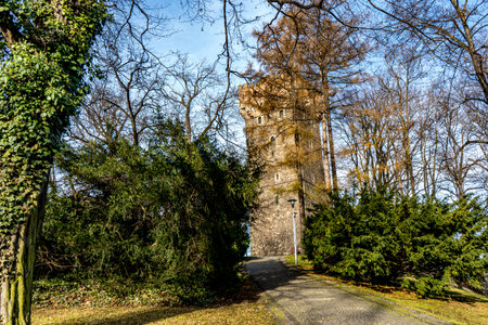 Cieszyn, castle hill with a tower and historic rotunda in winter. Silesia, Polandのeditorial素材