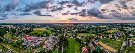 Upper Silesia in Poland from a bird's eye view in summer, around JastrzÄbie ZdrÃ³jの写真素材