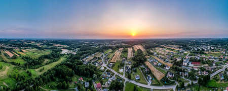 Upper Silesia in Poland from a bird's eye view in summer, around JastrzÄbie ZdrÃ³jの写真素材