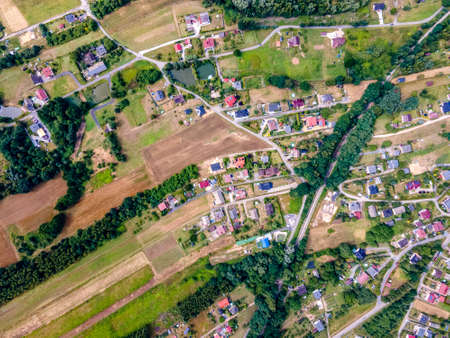 Upper Silesia in Poland from a bird's eye view in summer, around JastrzÄ™bie ZdrÃ³j