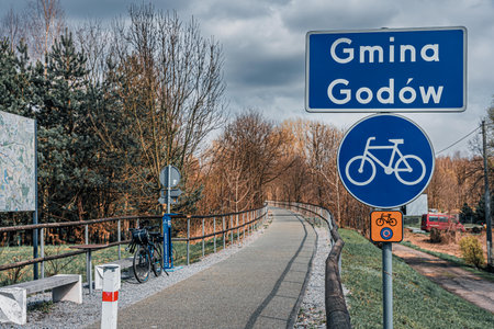 Cycle path in Silesia, Poland. Iron Cycle Trail.