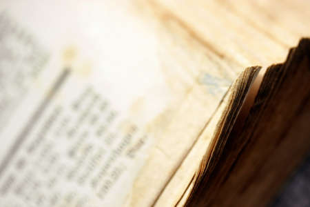 old, historical book, macro detail at the edgeの写真素材
