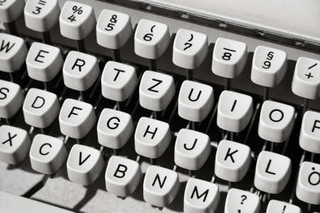 Buttons of an old mechanical typewriter, close-up with low depth.の写真素材