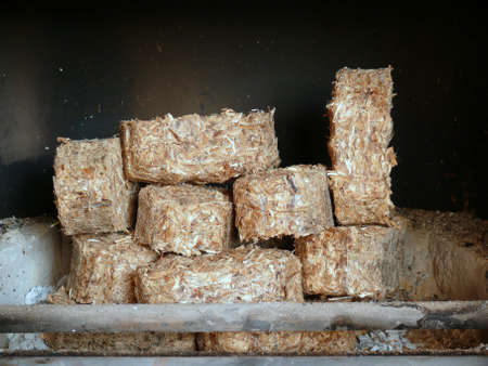 wood briquetteの写真素材