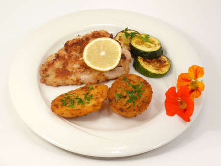 roasted fish with herb potatoes and Zucchini