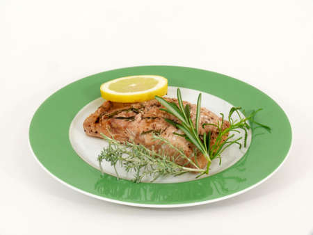 steamed salmonの写真素材